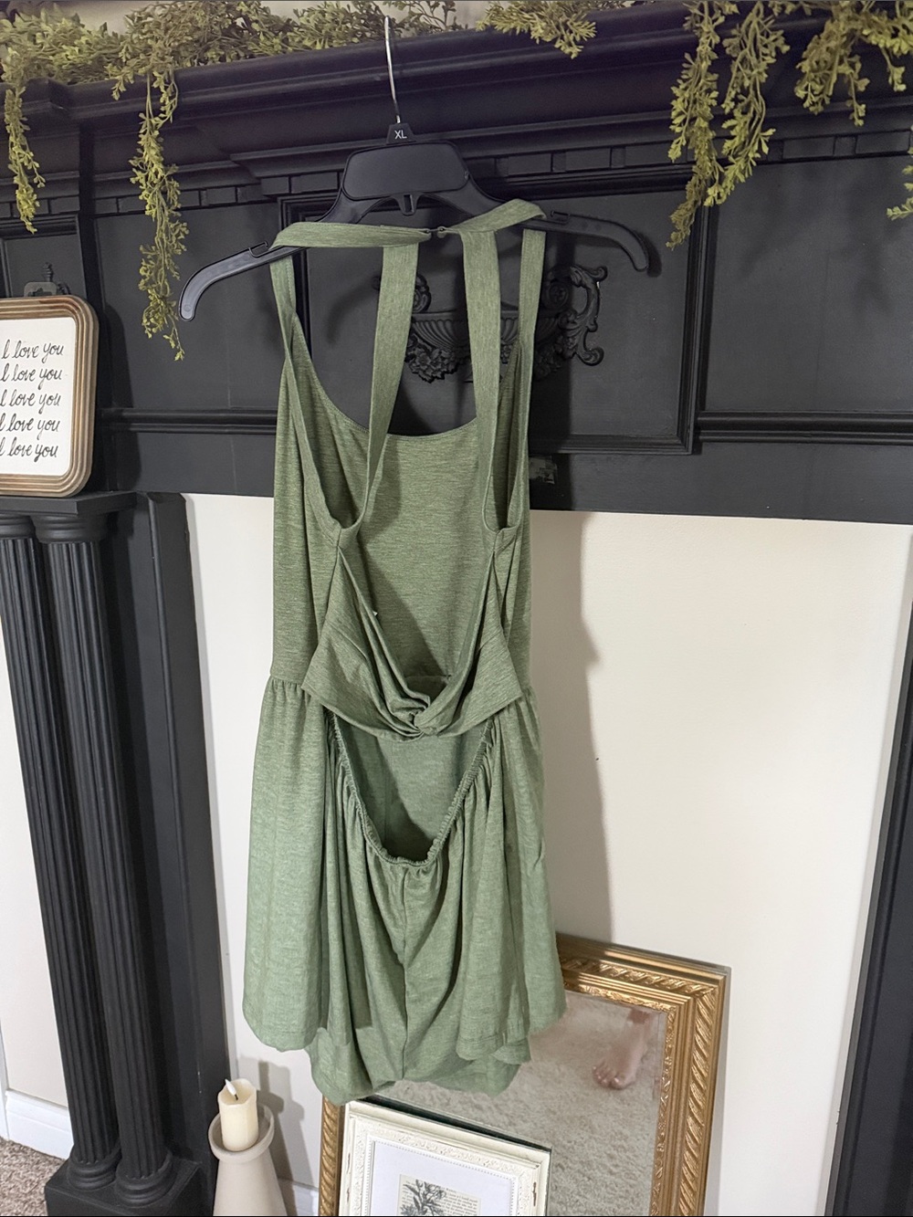 HALARA Sage Green Sleeveless Romper with Skirted Bottom - Picture 2 of 2